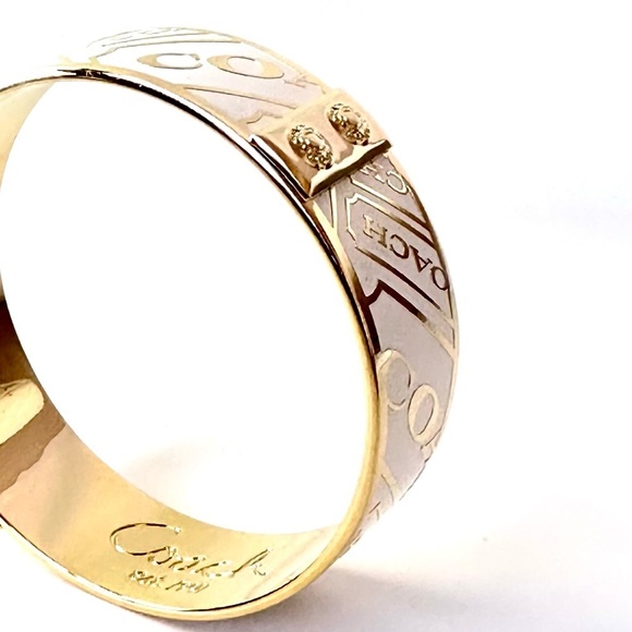 COACH Polished Gold & White Enamel Bangle Bracelet NEW - Picture 4 of 9